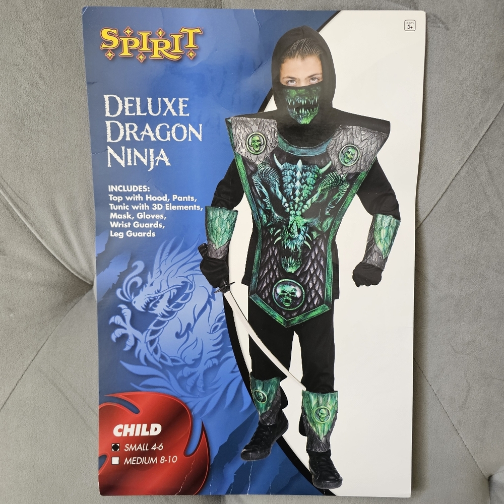 Deluxe Dragon Ninja Boys Kids Costume Size Small 4-6